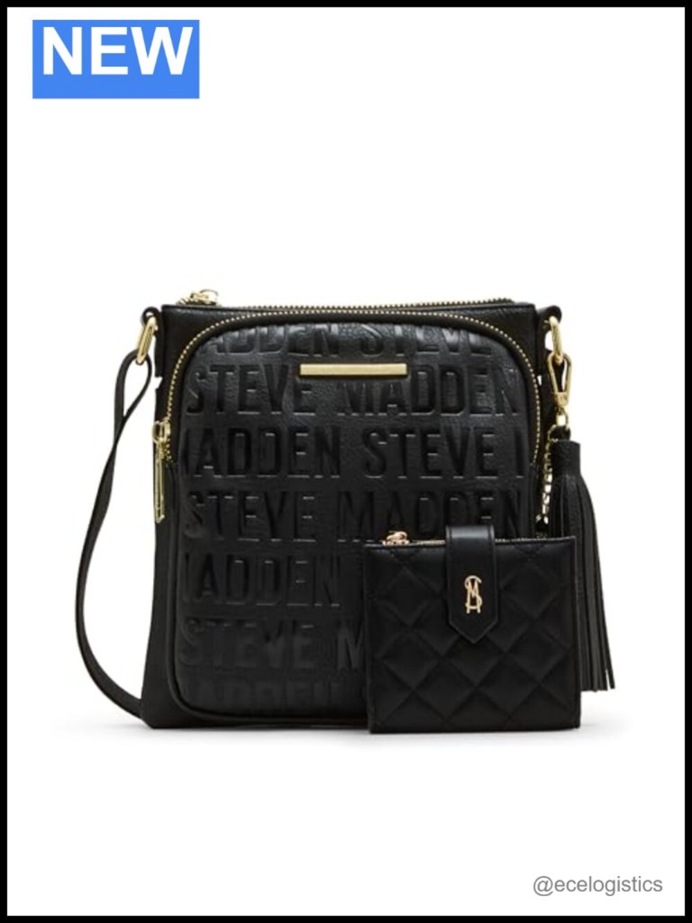 Faux Leather Crossbody Bag and Wallet Set with Removable Tassel Charm